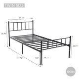 WJORATA Metal Platform Twin Bed Frame with Headboard Sturdy Steel Slats Support No Box Spring Needed Easy Assembly Black WJORATA