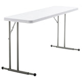 BTEXPERT 5-Foot - 60" Long White Plastic Folding Seminar Training Table Portable 18" Wide Narrow, 29" High, Events Indoor Outdoor Lightweight BTEXPERT