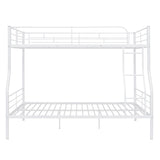 Metal Bunk Beds Full XL Over Queen Size with Ladder and High Guardrail, Able to Split, Full XL Over Queen Metal Bunk Beds, Storage Space, Noise Free, Easy Assembly (White) Bellemave