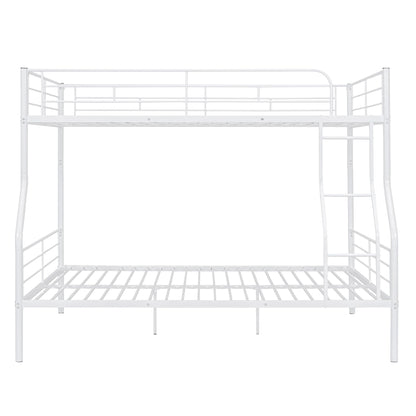 Metal Bunk Beds Full XL Over Queen Size with Ladder and High Guardrail, Able to Split, Full XL Over Queen Metal Bunk Beds, Storage Space, Noise Free, Easy Assembly (White)