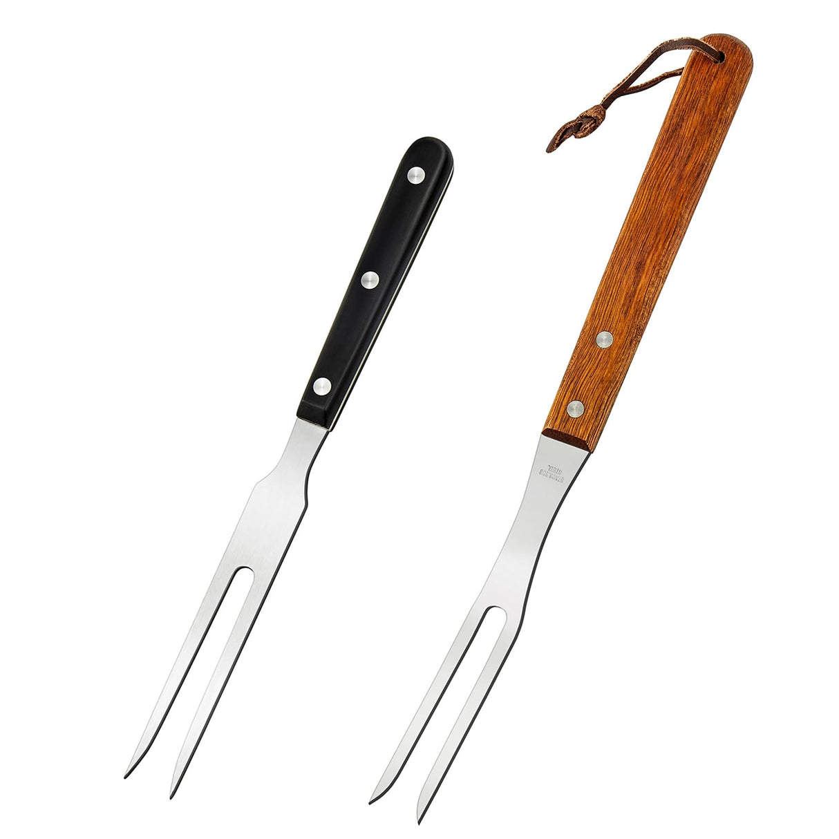 Ponpon 2Pcs Meat Forks Stainless Steel Carving Fork with Wooden Handle Barbecue Fork for Cooking Kitchen (2) Ponpon