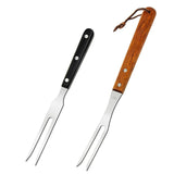 Ponpon 2Pcs Meat Forks Stainless Steel Carving Fork with Wooden Handle Barbecue Fork for Cooking Kitchen (2) Ponpon