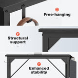 OLIXIS Computer Desk 63 Inch Home Office Work Study Writing Student Kids Bedroom Wood Simple 2 Person PC Table with Storage Bag & Headphone Hooks, Modern Black OLIXIS