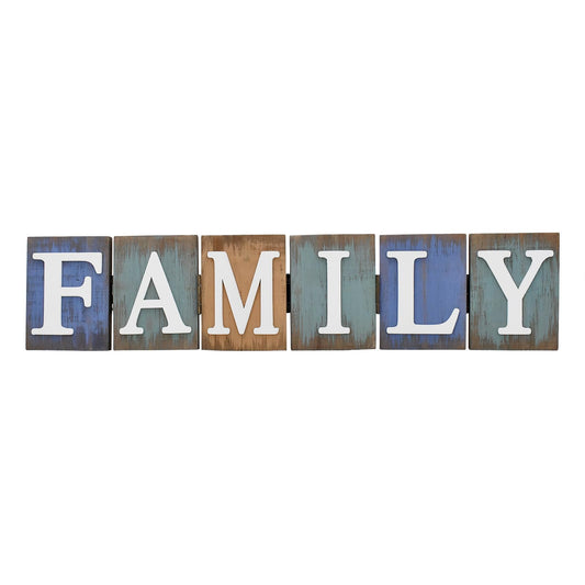 Wooden Home Sign Table Top Decor Decorative Letters Signs Freestanding Family Word Block Rustic Tabletop Centerpiece for Shelf Fireplace Mantel Farmhouse Kitchen Living Room (family) - WoodArtSupply