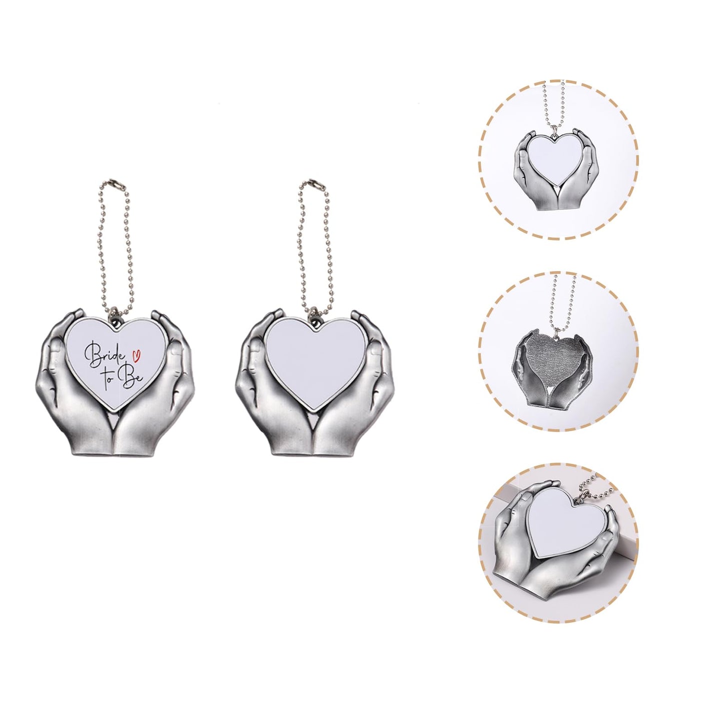 4 Sets 2 Styles Alloy Heat Transfer Sublimation Blank Pendant, Angel Wing Rearview Mirror Pendant, Heart Heat Sublimation Pendant Blanks Car Hanging Ornament for DIY Keychain