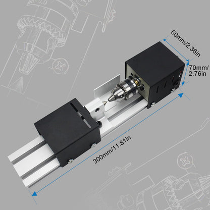 RATTMMOTOR DIY Mini Wood Lathe Machine, 96W 24VDC Milling Machine Tool Grinding Polishing Beads, CNC Woodworking Wood Drill Rotary Tool, Drill Rotary Tool Set (Standard Set)