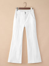 Sidefeel Womens Wide Leg Jeans Casual Baggy High Waisted Stretch Denim Pants Size 14 White Sidefeel