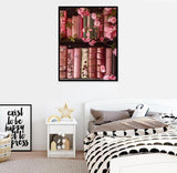 Books Paint by Numbers Kit for Adults,Bookshelf DIY Acrylic Painting Kit for Beginners Unframed,Flowers Easy Adult Paint by Number Kits on Canvas for Decor 16x20inch Canrichshop