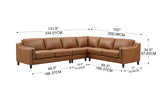 Hydeline Bella Top Grain Leather Sectional (L-Shape, Cognac), Feather Down, Memory Foam and Springs Seating Hydeline