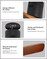 Sofucor Flush Mount Ceiling Fan Low Profile Ceiling Fan with Remote Control 52 Inch Outdoor Ceiling Fan 3 Reversible Walnut Wood Blades Noiseless DC Motor 6 Speed with Timer Sofucor