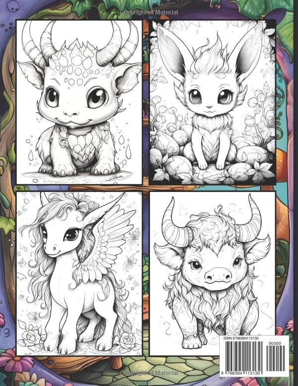 65 Fantasy Little Creatures: Coloring Book with Mystical Animals, Cute Charming Monsters, Cute Dragons and More | Relaxation and Stress Relief for Teens and Adults WoodArtSupply