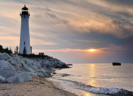 Diamond Painting Adult Painting Kits Lighthouse Crisp Point Lighthouse Sunset Lake Superior Michigan Home Bedroom Living Room Art Wall Decoration 12"x16" Puzzle art