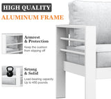 Vakollia 4 Pieces Modern Aluminum Patio Furniture Set with Fire Pit Table, Outdoor Conversation Sets Metal Sectional Sofa Vakollia