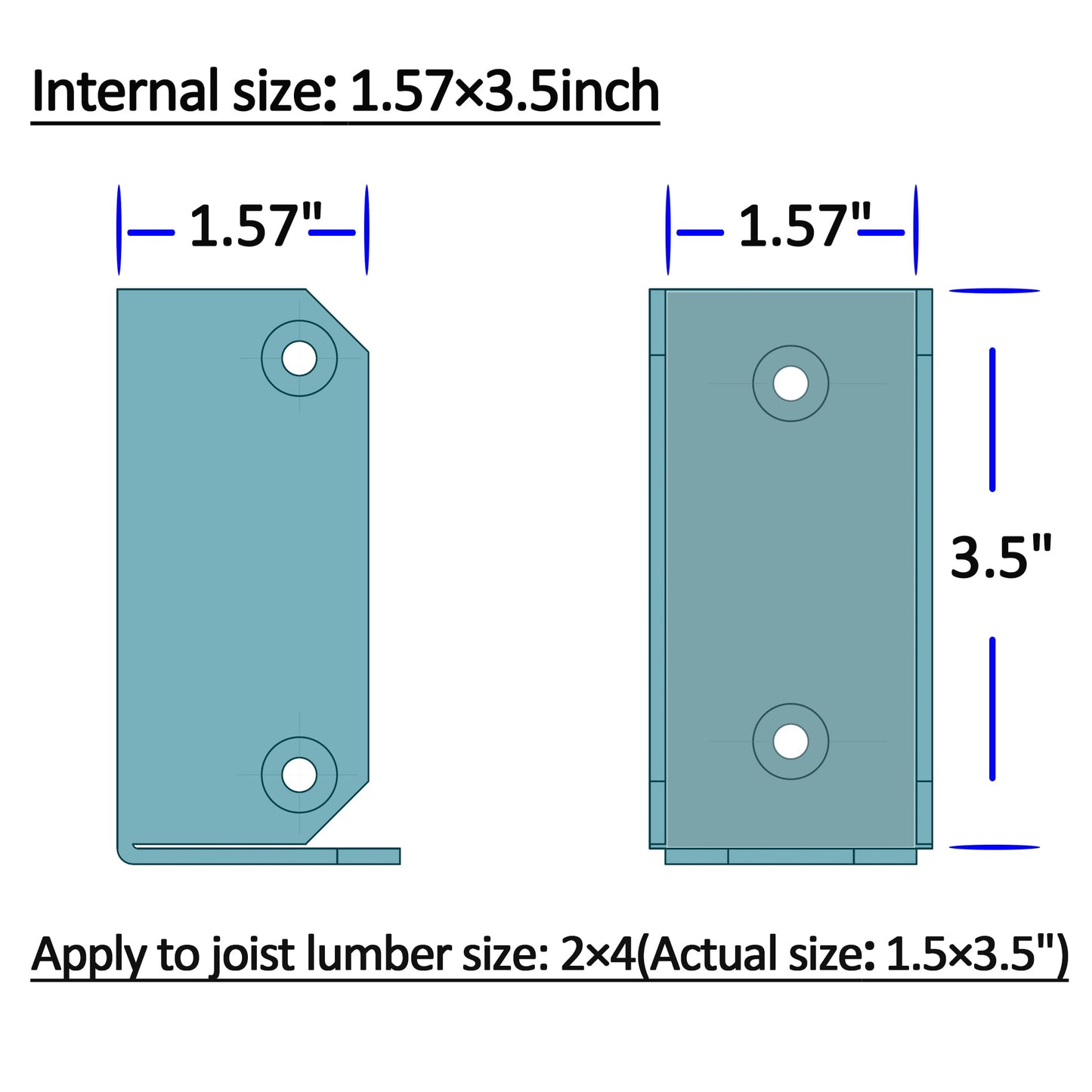 Antsky Concealed Joist Hanger 2x4(Actual Size: 3.5x1.5) Pergola Brackets Stainless Steel, Bracket for Wood, fit for 2x4 Beam, Handrail, Fence, Deck Railing handrail Hardware(2 Pack)