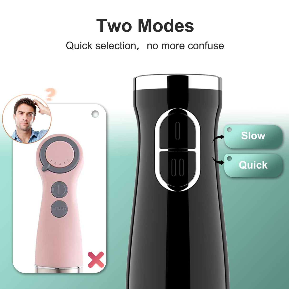 Immersion Blender, Vospeed 1000 Watt 4-in-1 Hand Blender with Chopper, Whisk, 600ml Mixing Beaker, Electric Stick Blender with Two Speed Adjustable, Ergonomic handle, Detachable Vospeed