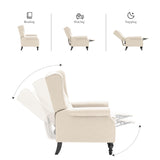 Mid Century Wingback Recliner Chair for Adults, Modern Linen Fabric Push Back Recliner Chairs with Button Tufted Upholstered Back & Footrest, Manual Recliner Chais for Living Room, Nursery, Beige BALIAA