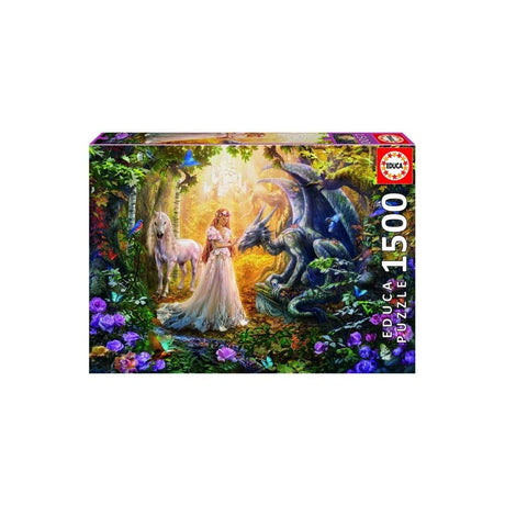 Educa - Dragon, Princess and Unicorn - 1500 Piece Jigsaw Puzzle - Puzzle Glue Included - Completed Image Measures 33.5" x 23.5" - Ages 14+ (17696) Educa
