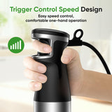Immersion Blender Handheld 1100W 3 in 1 Corded Stick Hand Blenders for Kitchen with Trigger Speed Control, with Whisk, Milk Frother Attachemnts, Perfect Emulsifier for Soup, Smoothie, Puree ZKBHOME
