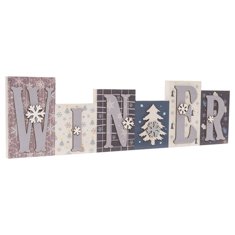 caiydramy 3D Wooden Winter Sign, 13.9×3.9 Inch Standing Winter Decorative Signage Indoor Tabletop Centerpieces Decor, Table Shelf Mantel Office Desk Seasonal Decorations for Home caiydramy