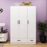 GraceGrove 3-Door Wooden Wardrobe Closet, Armoires and Wardrobes with 2 Drawers and Shelves Armoire Wardrobe Closet with Hanging Rod White 47.2''W x 18.9''D x 70.86''H GraceGrove