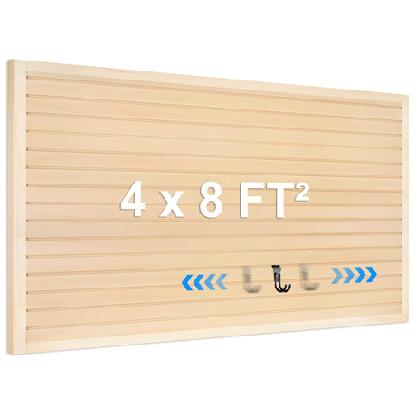 [8x4 Ft²] PVC Slat Wall Paneling, Adjustable Slatwall Panels with Coupling Structure, Slatted Wall Panel System with Customizable Storage Options, DIY Cutting & Easy-to-Install Slatwall Board Shelves QUEENLINK