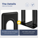 HappyHapi Book Ends, Book Ends Metal Bookends for Shelves,14 Pcs Book End to Hold Books Heavy Duty,Black Non-Skid Bookend,Book Holder Stopper for Shelf Office Home,6.5 x 5.7 x 4.9(7 Pairs, Large) HappyHapi