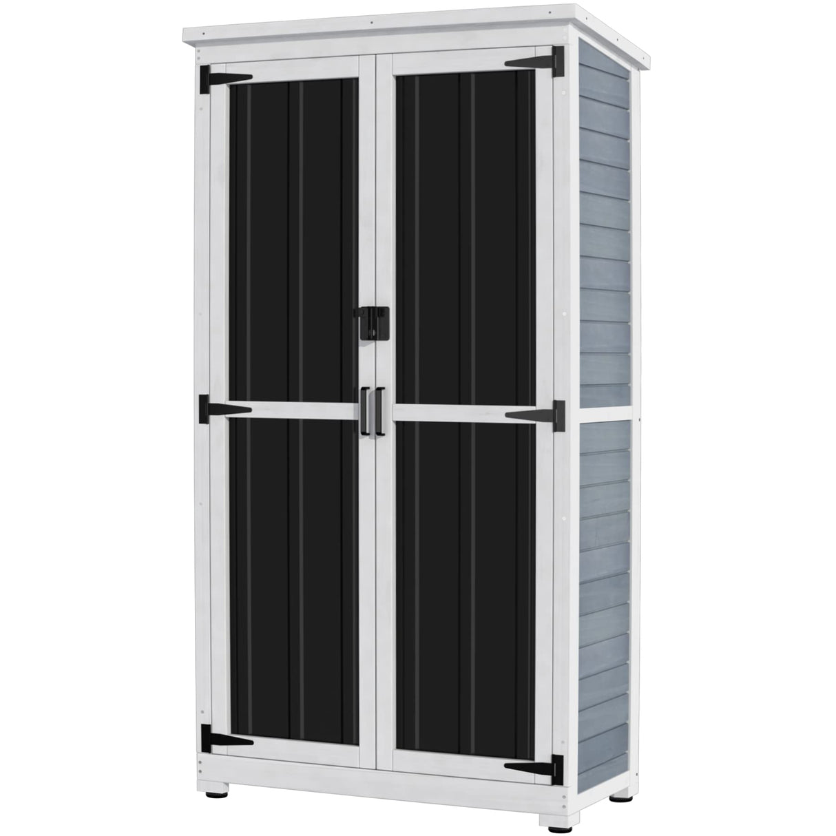GDLF Outdoor Storage Cabinet Wood & Metal Garden Shed with Waterproof Roof and Sturdy Lockable Doors 66" GDLF