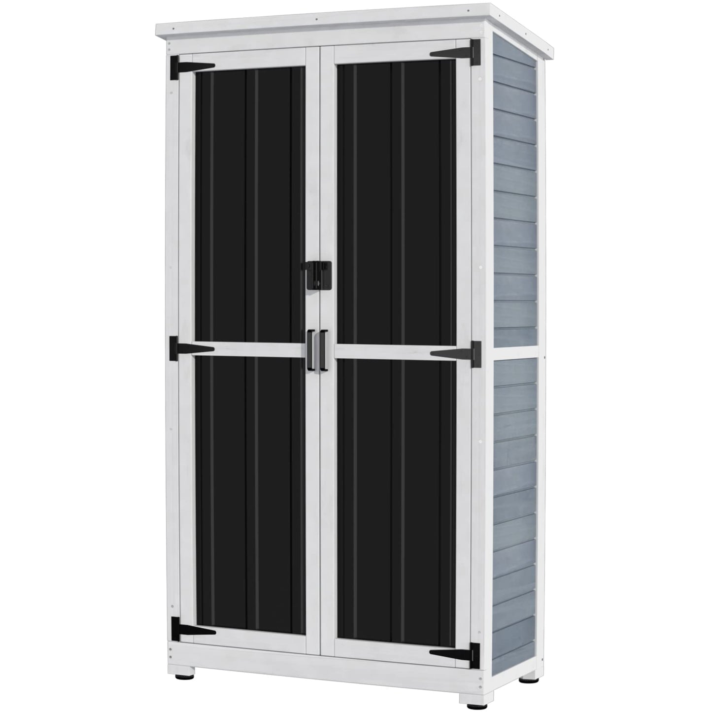 GDLF Outdoor Storage Cabinet Wood & Metal Garden Shed with Waterproof Roof and Sturdy Lockable Doors 66" - WoodArtSupply