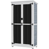 GDLF Outdoor Storage Cabinet Wood & Metal Garden Shed with Waterproof Roof and Sturdy Lockable Doors 66" GDLF