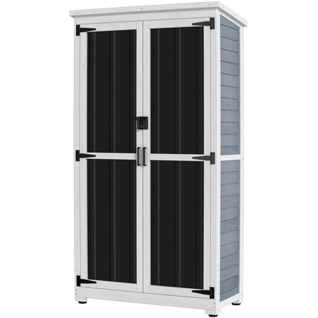 GDLF Outdoor Storage Cabinet Wood & Metal Garden Shed with Waterproof Roof and Sturdy Lockable Doors 66" GDLF