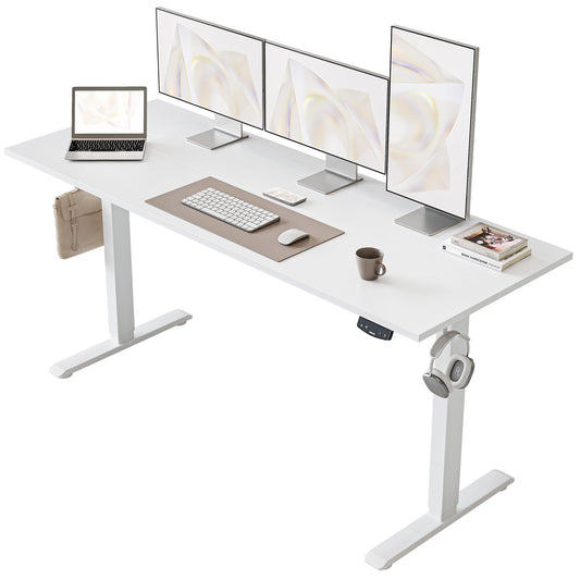 Agilestic Electric Standing Desk, Large 60 x 24 Inches Height Adjustable Desk, Sit Stand up Desk for Work Office Home, Ergonomic Rising Computer Table with Memory Preset, White