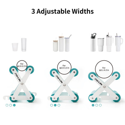 PYD Life Cup Tumbler Cradle Holder for Sublimation Craft Mint Green with White Plastic Tumblers Cups Clamp Clip,with Foam Measurements 3 Adjustable Width