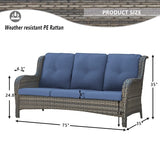HUMMUH Patio Furniture 5 Pieces Outdoor Furniture Set Wicker Outdoor Sectional Couch with Patio Swivel Rocking Chairs,Ottomans for Patio HUMMUH