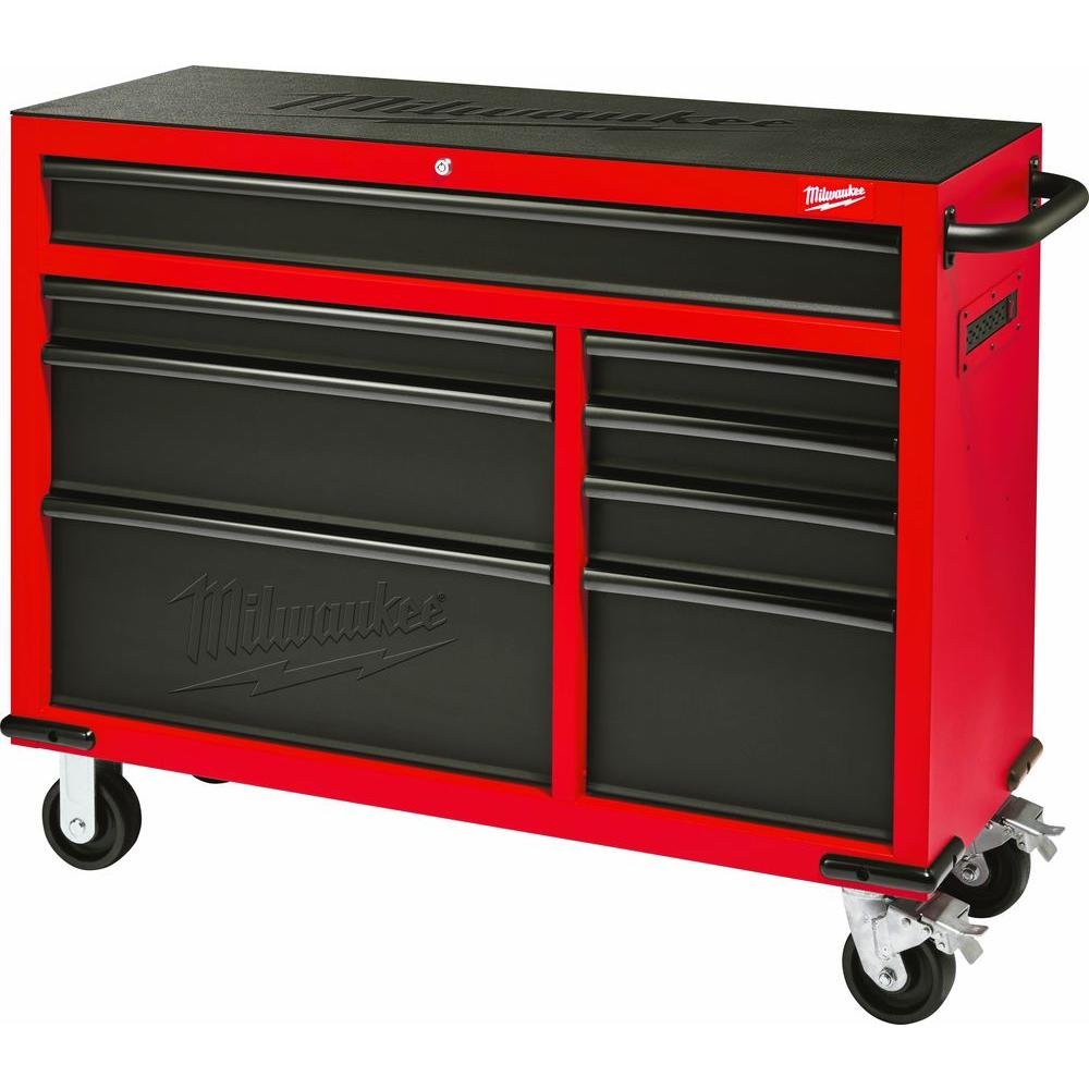 Heavy-duty, Drawer 16 Tool Chest 46 In. and Rolling Cabinet Set, Red and Black, Personal Valuables Storage Drawer with Separate Lock in the Tool Chest - WoodArtSupply