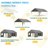LPdorbe Carport 13"x 25"Heavy Duty Car Port with 4 Roll-up Doors and Ventilated Windows,Portable Outdoor Garage w/Removable Sidewalls for Car,Truck,Tractors,Boats,Party Canopy LPdorbe