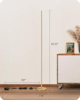 EDISHINE LED Corner Floor Lamp, Modern Slim Dimmable Light, Adjustable Height, 57.5" Minimalist Tall Lamp for Living Room, Bedroom, Office, 3000K Warm White Light (Gold) EDISHINE