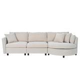 Merax 3 Seater Upholstered Couch Living Room Sofa with Three Pillows and Curved Seat for Apartment, Beige Merax