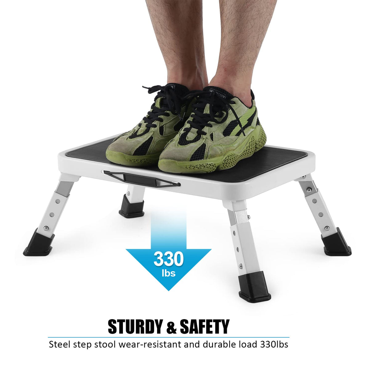 Jocauto Folding Step Stool, Height-Adjustable Step Stool with Non-Slip Platform, Step Ladder for Adults or Kids in Kitchen, Home, 330 Lbs Capacity Jocauto