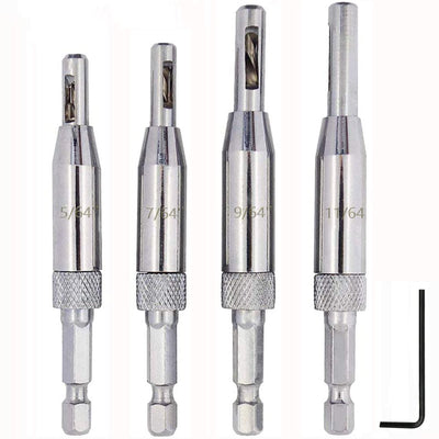 Eyech 4Pcs HSS Door Window Cabinet Self Centering Hinge Drill Bits Set Center Hinge Drill Bit Mill Tool for Opening Hole-5/64 Inch 7/64 Inch 9/64 Inch 11/64 Inch
