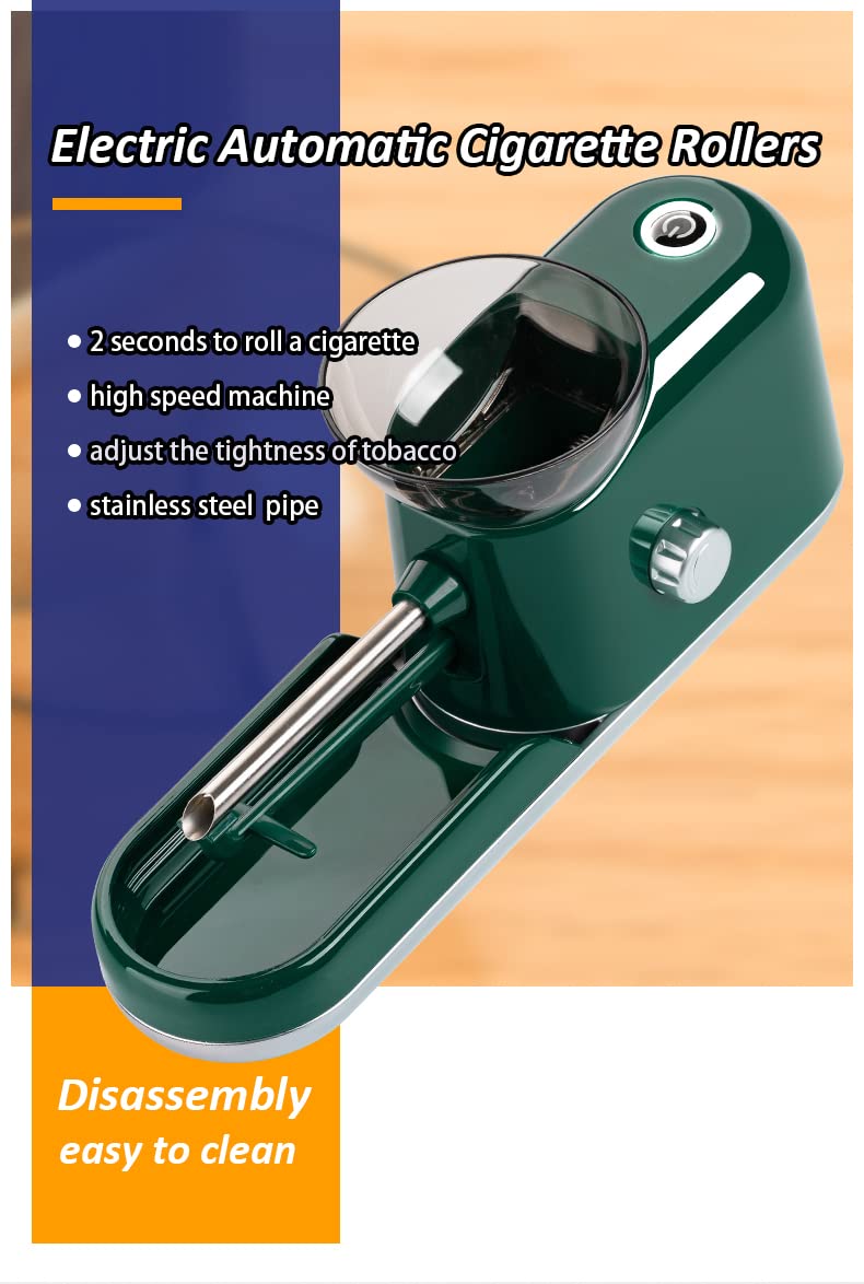 Cigarette Rolling Machine Electric Automatic Injector Tobacco Roller Maker Portable Good for Regular King Size 8mm Tube (Black1) KUGUAN