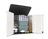 HOMSPARK Storage Shed Weather Resistance, Multi-Purpose Outdoor Storage Cabinet for Backyards and Patios, Horizontal Storage Shed for Lawnmower, Patio Accessories (White 1, Large - 26 cu.ft) HOMSPARK