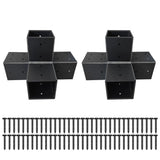 Pergola Brackets 4x4 Woodworks Pergola DIY Hardware Kit 4-Way Black Right Angle Corner Bracket for Extension Gazebo for 4x4 Inch(Actual 3.6x3.6 Inch Wooden Post, 2Pack Goiiiusy