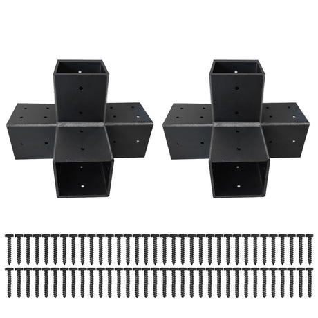 Pergola Brackets 4x4 Woodworks Pergola DIY Hardware Kit 4-Way Black Right Angle Corner Bracket for Extension Gazebo for 4x4 Inch(Actual 3.6x3.6 Inch Wooden Post, 2Pack Goiiiusy