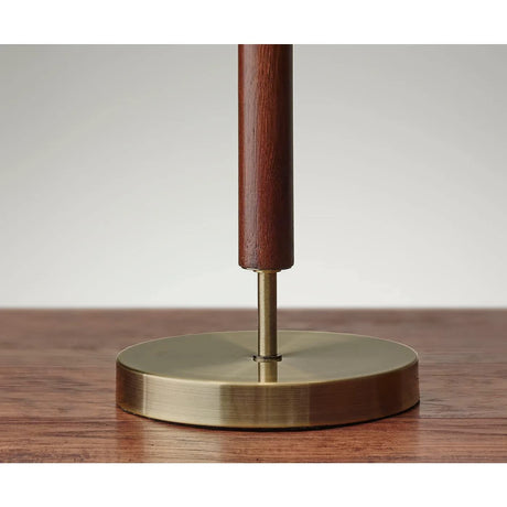 Adesso 3376-15 Hamilton Table Lamp, 26.25 in, 100W Incandescent/26W CFL, Walnut Eucalyptus Wood/Antique Brass, 1 Modern Lamp, Brown Adesso