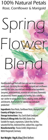 Spring Flower Blend – Edible flowers - Rose, Cornflower and Marigold - All natural, Culinary grade Delights (0.35oz) - Premium Quality - Perfect for Beverages, Cakes Naturegrail