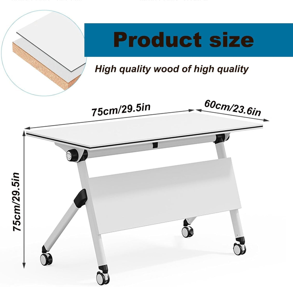 JNMDLAKO 2.5 FT Conference Room Table 6 Pack Folding Conference Table Conference Room Foldable Flip Top Table Training Tables with Wheels for Office Meeting Room Classroom JNMDLAKO