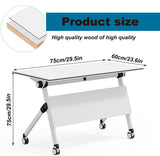 JNMDLAKO 2.5 FT Conference Room Table 6 Pack Folding Conference Table Conference Room Foldable Flip Top Table Training Tables with Wheels for Office Meeting Room Classroom JNMDLAKO