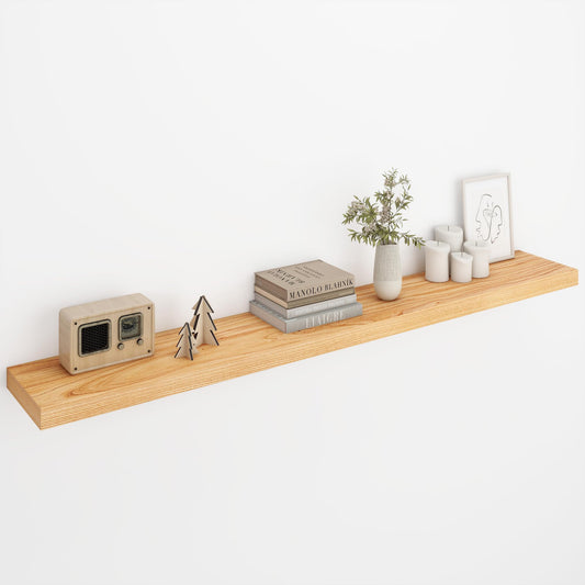 Fun Memories 55 Inch Fireplace Mantel Shelf, Wood Floating Shelves Wall Mounted, Wall Shelves with Invisible Bracket for Living Room Bathroom Bedroom Kitchen, Set of 1 (Natural, 55"x 8")