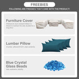 Rattaner Patio Furniture Set with 45In Fire Pit 5 Pieces Outdoor Furniture Sets Patio Couch Outdoor Chairs 60000 BTU Steel Propane Fire Pit Table No-Slip Cushions and Waterproof Covers, Peacock Blue Rattaner