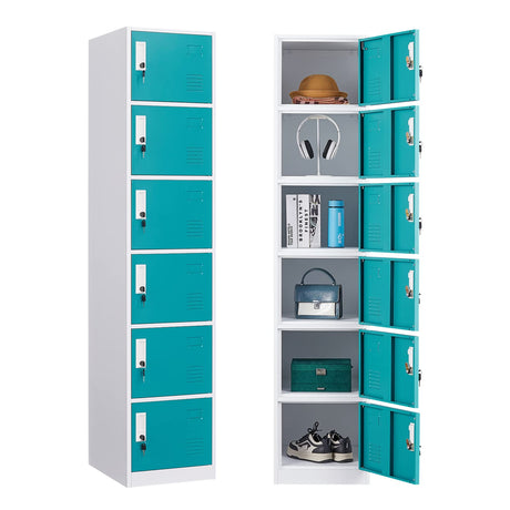 WIILAYOK Locker Storage Cabinet, Metal Lockers for Employees with Keys, 6-Tier Storage Locker for Office School Gym Corridor WIILAYOK